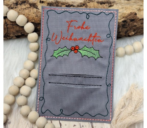 ADVENTSKALENDER 18. Dezember - Stickserie ITH Postkarte Teebeutel